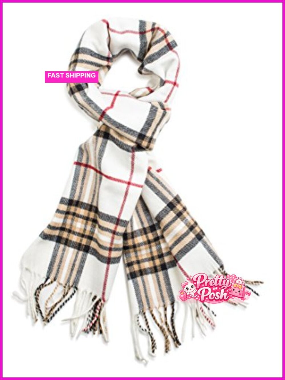 Super Soft Classic Cashmere-Quality Feel Winter Scarf Plaid Fringe Wrap
